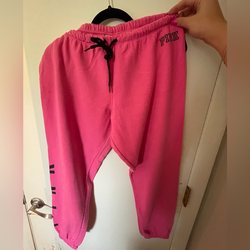 VS Pink sweatpants size L has a laceup detail on the back